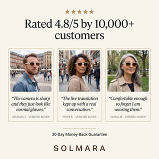 Solmara Vista Classic | Camera Glasses with AI & Translation